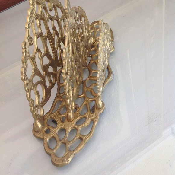 Vintage Brass 2 Compartment Ornate Mail Organizer - Picture 5 of 5